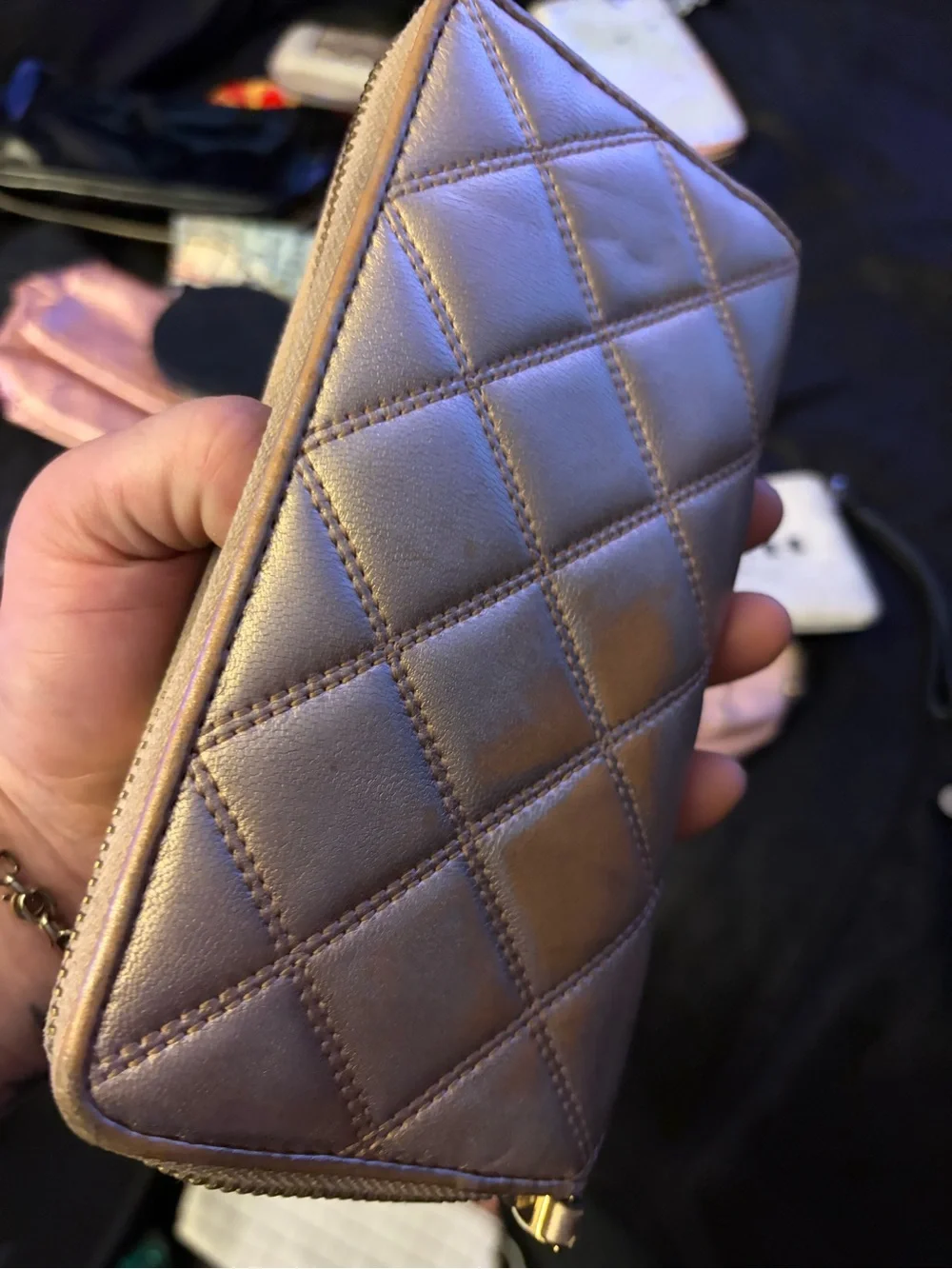 Quilted Tory Burch Metallic Gold Women’s Zip around wallet